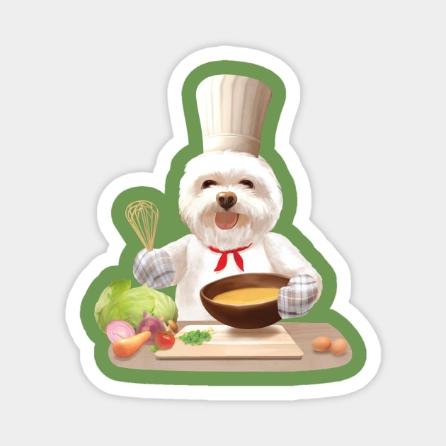 Dog In Chef Hat Cooks Soup Magnet by zkozkohi