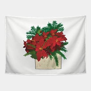 Poinsettias in Box Tapestry