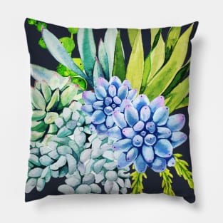 Watercolor succulent bouquet Pillow