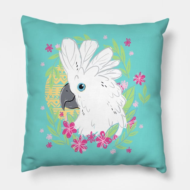 Umbrella Cockatoo Pillow by IllustratedActivist