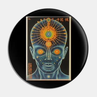 Retro Sci-Fi Third Eye Awakened Man Vintage Artwork - Cosmic Enlightenment Pin