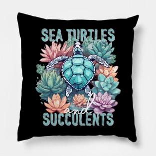 Sea Turtles and Succulents Pillow