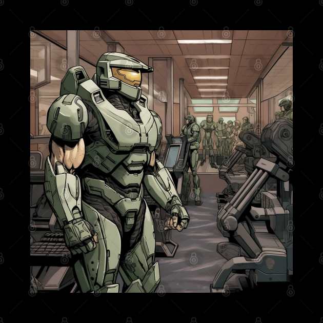 Master Chief At The Gym by CloneTalk