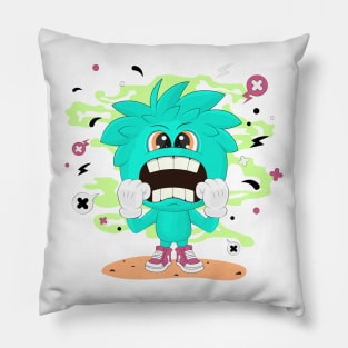 Scared cartoon boy. Pillow