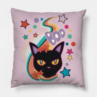 Meow I Mean Boo Autumn black cat Pillow