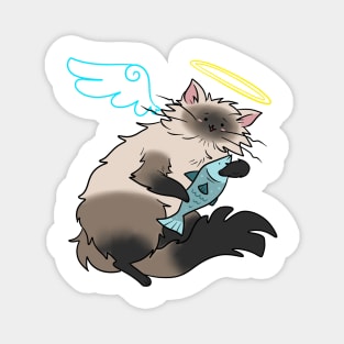 Fluffy Siamese Cat Angel Magnet