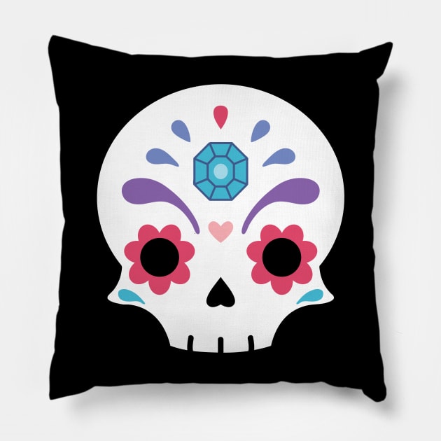 Sugar skull diamond Pillow by Laura_Nagel