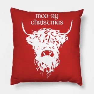 Moo rry Merry Christmas Pillow