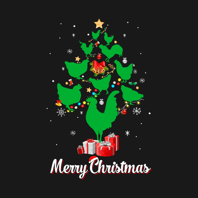 Funny Chicken Merry Christmas Tree Ugly Sweater by Marks Kayla