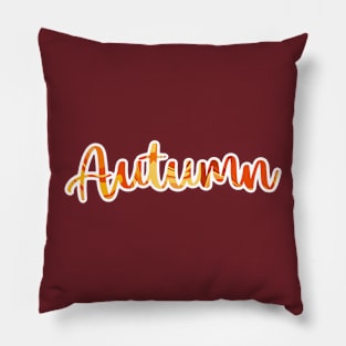 Autumn — Colorful Swirl Lettering White Outline Pillow