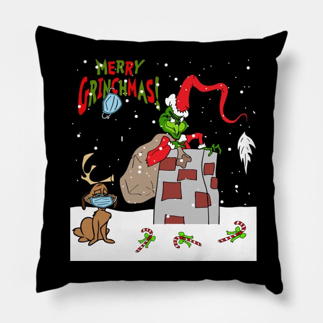 Funny Ugly Grinches Merry Christmas Gift Pillow by albertperino9943