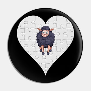 Jigsaw  Sheep Heart Design - Farm Animals Sheep Pin