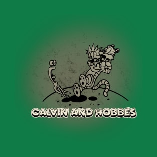 Drawing retro Vintage 80s and 90s Calvin and Hobbes are afraid T-Shirt