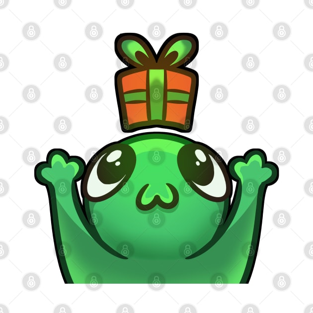 Froggie with a Christmas gift by Nucifen