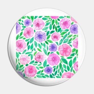 Watercolor petunia garden Pin