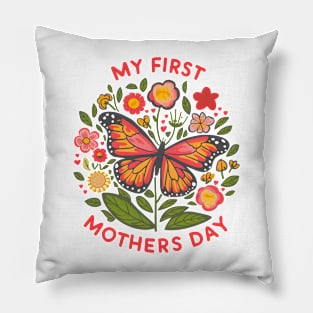 My first mothers day butterfly fun print shirt Pillow