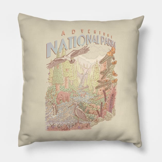 Adventure National Parks Pillow by TaylorRoseMakesArt