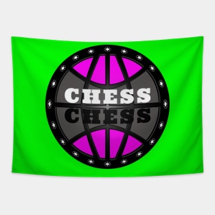 Chess Logo in Black, White and Pink Tapestry