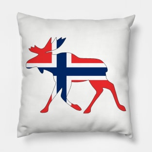 Norway Flag in a Moose scandinavian elk Pillow