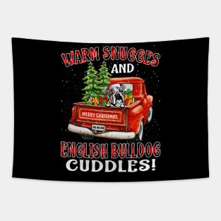 Warm Snuggles And English Bulldog Cuddles Ugly Christmas Sweater Tapestry