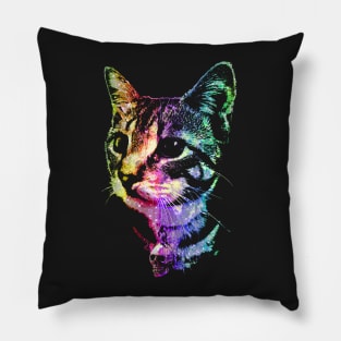 Rainbow Skull Kitty Pillow