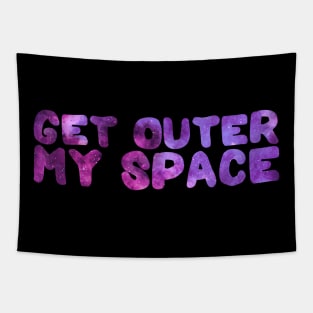 Purple Galaxy Get Outer My Space Typography Tapestry