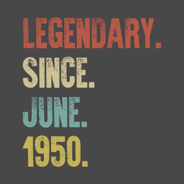 Retro Vintage 70th Birthday Legendary Since June 1950 by DutchTees