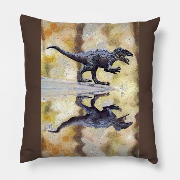 Angry Tyrannosaurus Yelling I CAN SWIM TOO Pillow by JeanGregoryEvans1