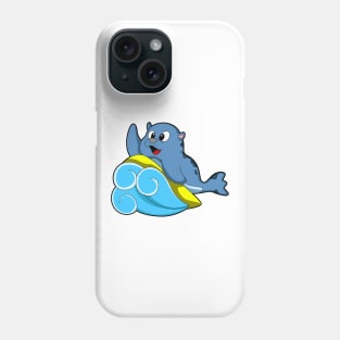 Seal at Surfing with Surfboard Phone Case