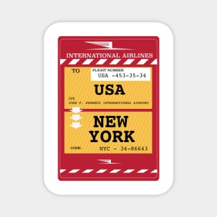 New York City Plane Ticket Magnet