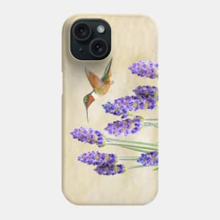 Ruby Throated Hummingbird and Lavender Flowers Phone Case