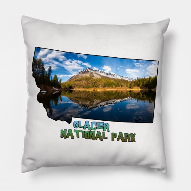 Montana State Outline (Glacier National Park) Pillow by gorff