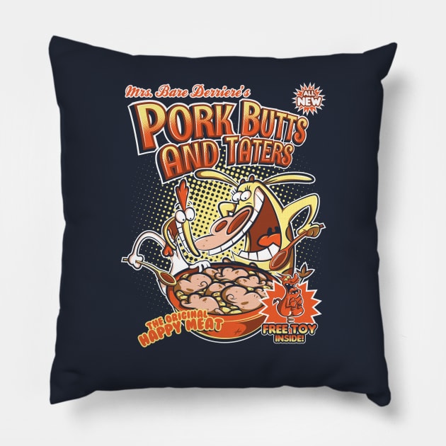 Pork butts and taters Pillow by hoborobo