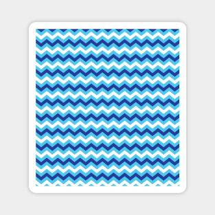 Light Blue Dark Blue and White Chevron Zigzag Pattern Magnet