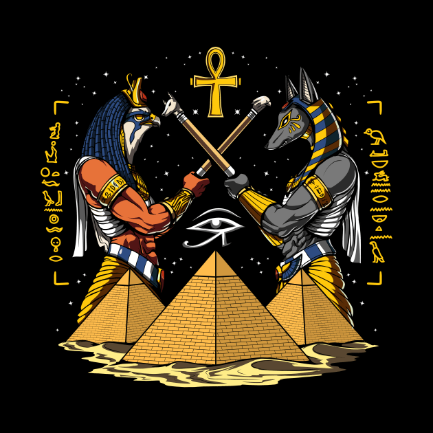 Ancient Egyptian Gods Horus Anubis by underheaven