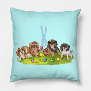 Easter Cavalier King Charles Spaniels Pillow