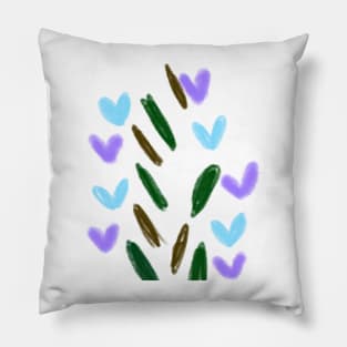 Colorful watercolor heart pattern art Pillow