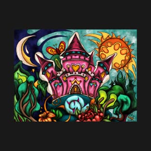 Princess magical castle art, Colorful childrens illustration T-Shirt