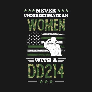 Veterans Day Gift - Never Underestimate A Woman With DD-214 T-Shirt