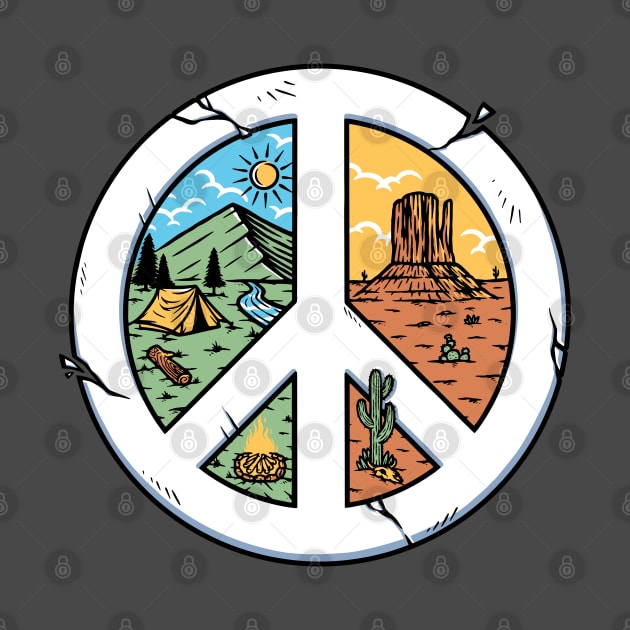mountain and desert with peace symbols by gunaone design