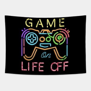 Game On, Life off Neon Strips Tapestry