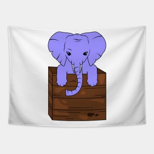 Cute elephant looking out of a box Tapestry