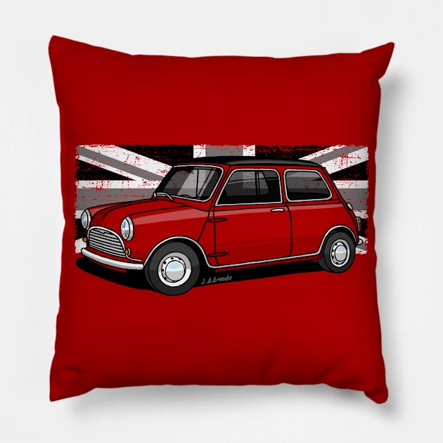 The classic English sport utility vehicle with Union Jack background Pillow by jaagdesign