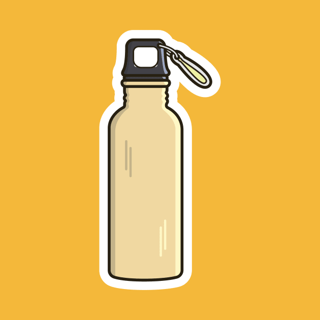 Water bottle with carry strap vector icon illustration. Drink objects icon design concept, Gym bottle, School water bottle, Drinking water, Fitness flask, Sport water bottle, by AlviStudio