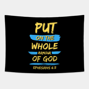 Put On The Whole Armour Of God | Christian Typography Tapestry