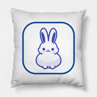 Blue Bunny Cute Minimalist Aesthetic Design Pillow