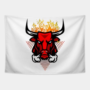 The Raging Bull of Fire Tapestry