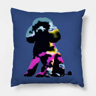 Fluffy Poodle Stencil Minimal Art Pillow