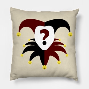 Jester hat and head with question mark Pillow