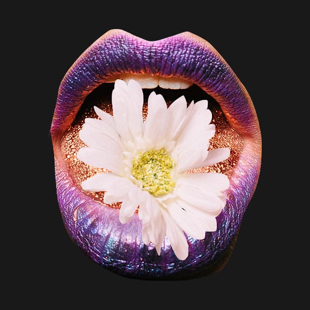 Collage Flower Lips, Retro Surrealism by EquilibriumArt